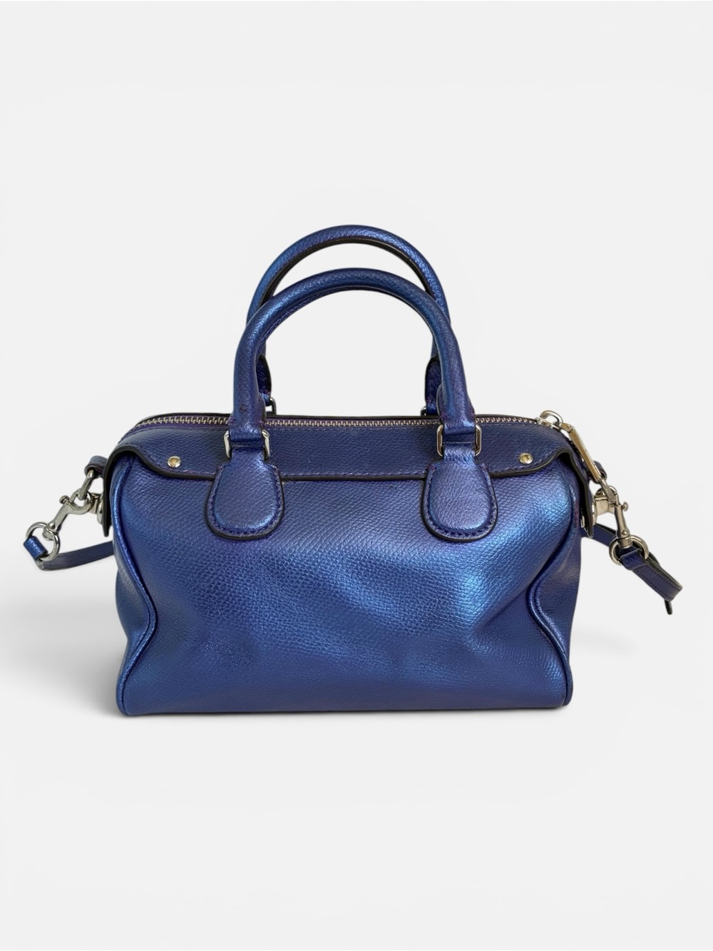 Coach Metallic Indigo Leather Satchel with Detachable Strap - Picture 2 of 11